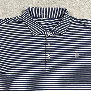 B Draddy Polo Shirt Mens L Blue Stripe Pima Cotton Golf Logo Stretch Casual